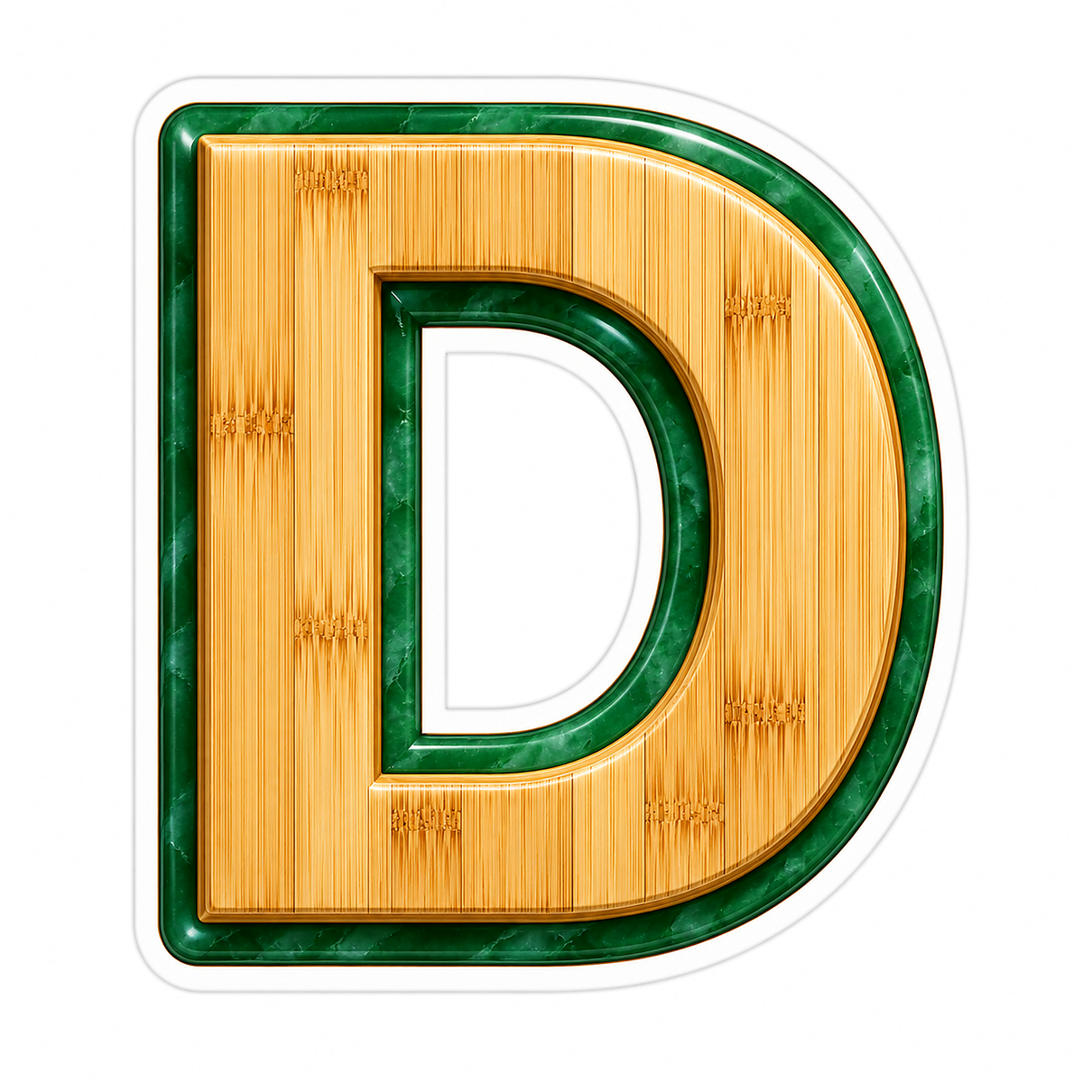 Bamboo Grain Jade Border Letter D Vinyl Decal Stickers