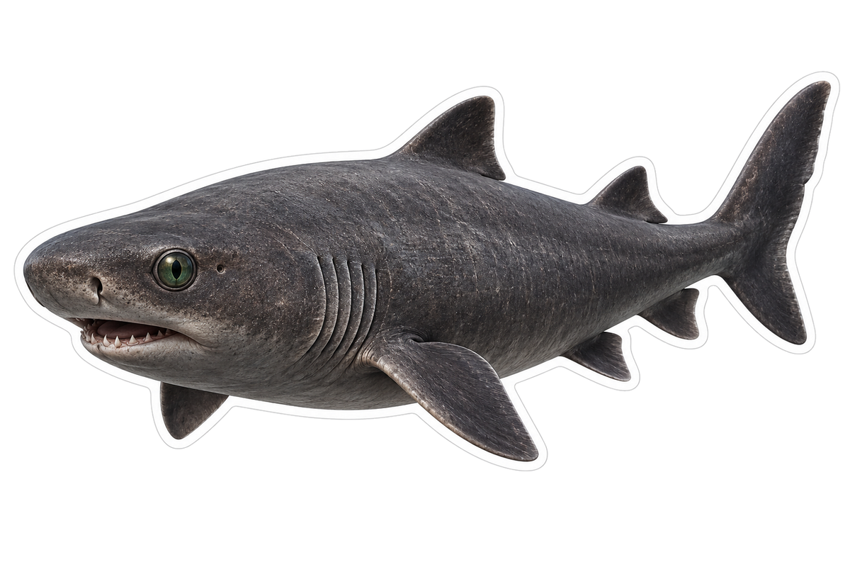 Dark Gray Shark with Short Round Snout Art Vinyl Decal Stickers