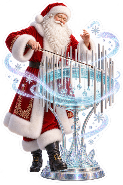 Santa Playing Crystal Chimes Art Vinyl Decal Stickers