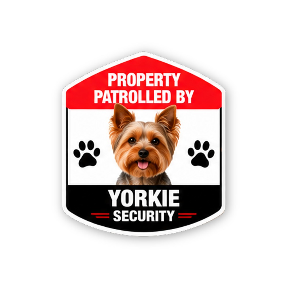 Red Black Yorkie Security Badge Vinyl Decal Stickers