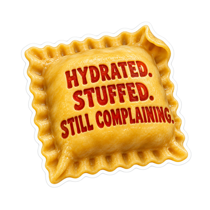 Golden Ravioli with Funny Water Lettering Vinyl Decal Stickers