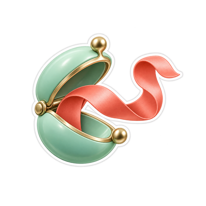 Mint Open Clasp Coral Ribbon Art Vinyl Decal Stickers