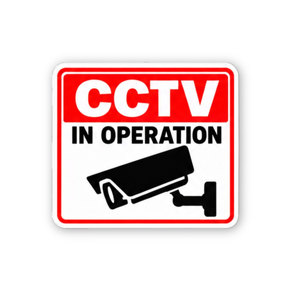 Red CCTV Operation Camera Text Panel Vinyl Decal Stickers