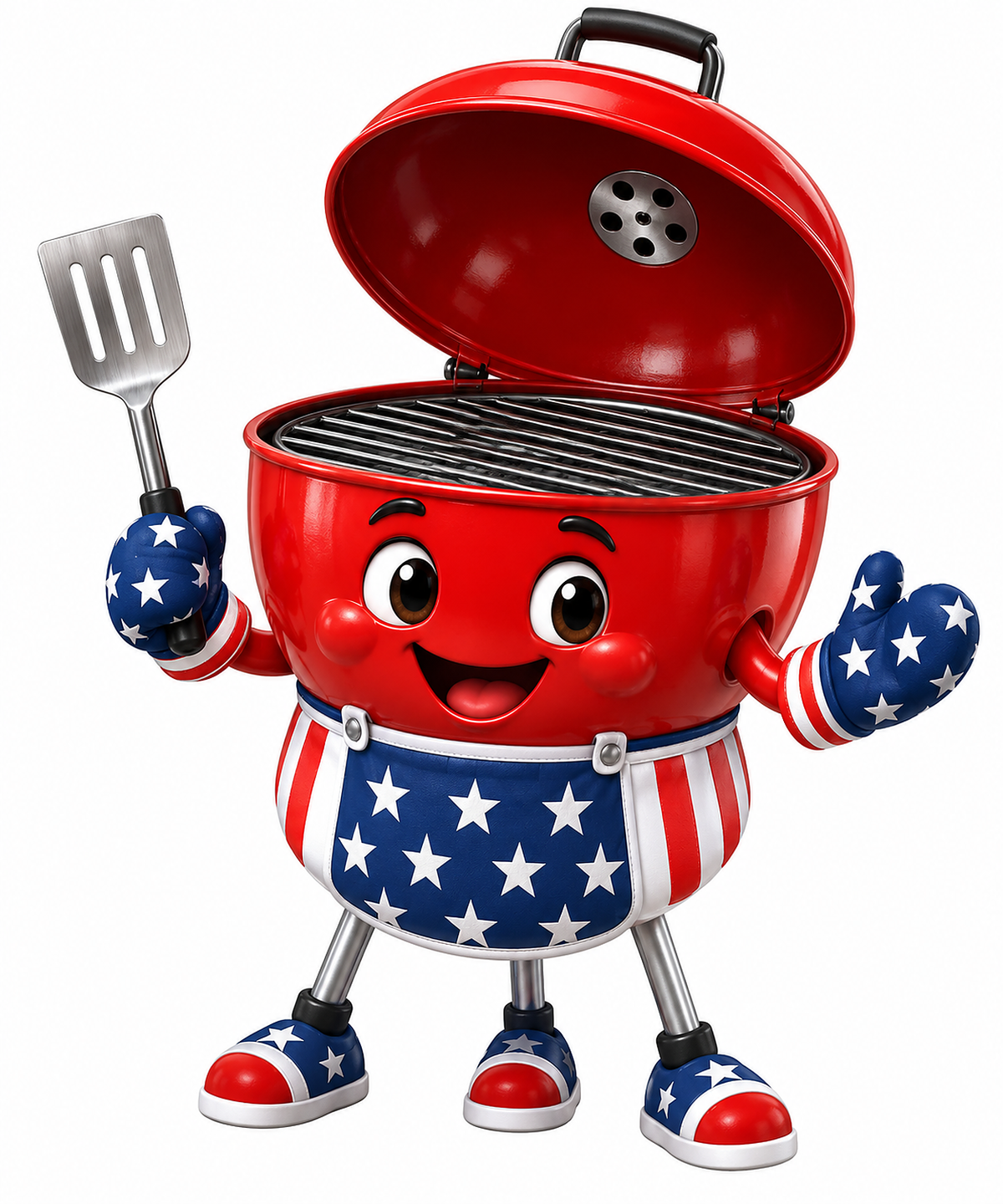 Patriotic Red Kettle Grill Character Vinyl Decal Stickers