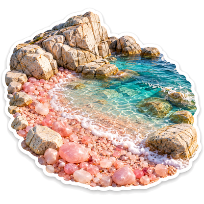 Pink Pebble Beach beside Clear Rocky Cove Vinyl Decal Stickers