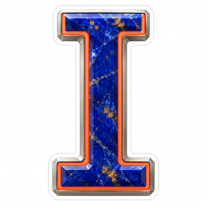 Blue Gold Stone Letter I with Coral Line Art Vinyl Decal Stickers