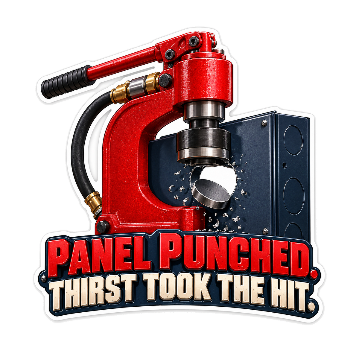 Red Panel Punch Thirst Took the Hit Quote Vinyl Decal Stickers