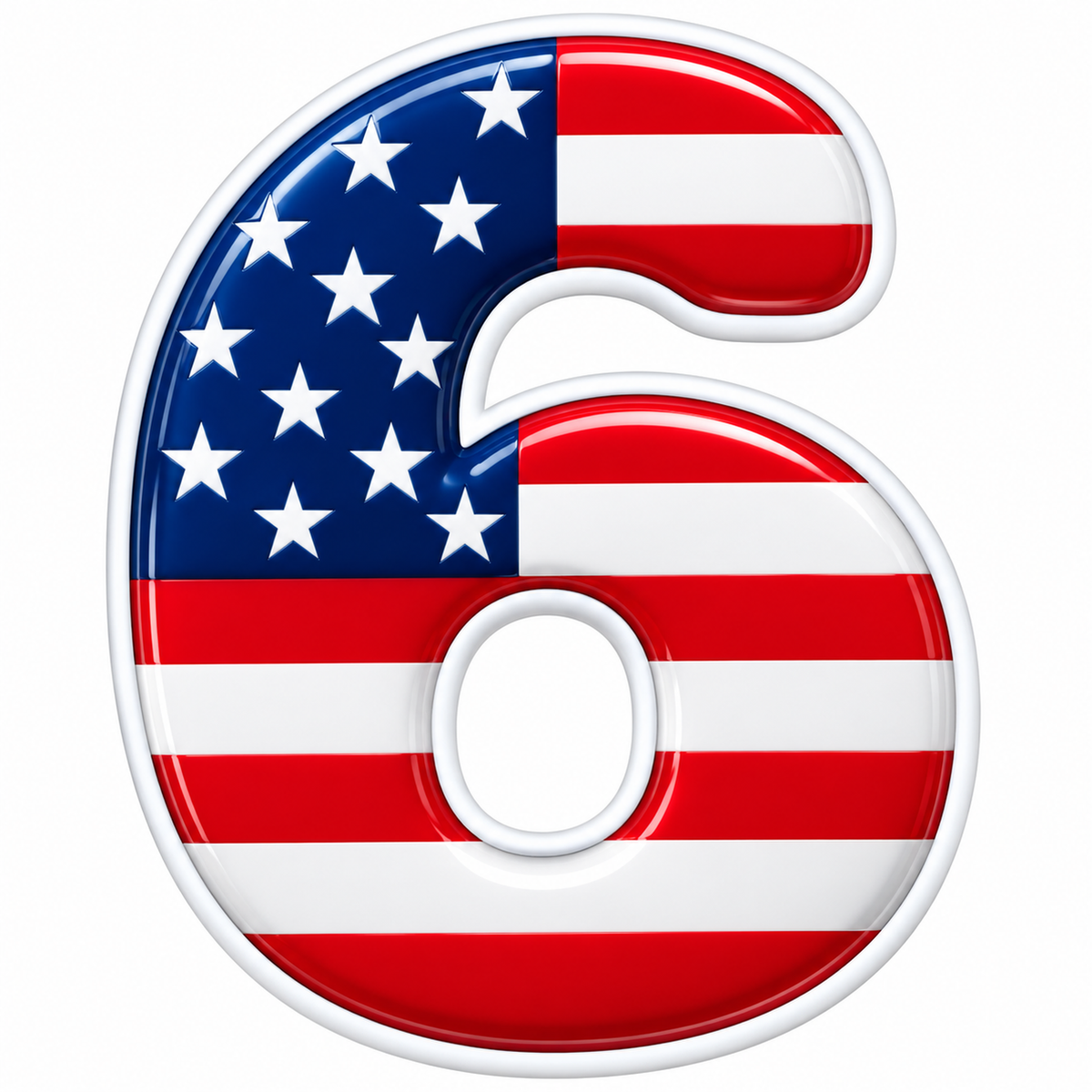 Glossy US Flag Number Six Vinyl Decal Stickers