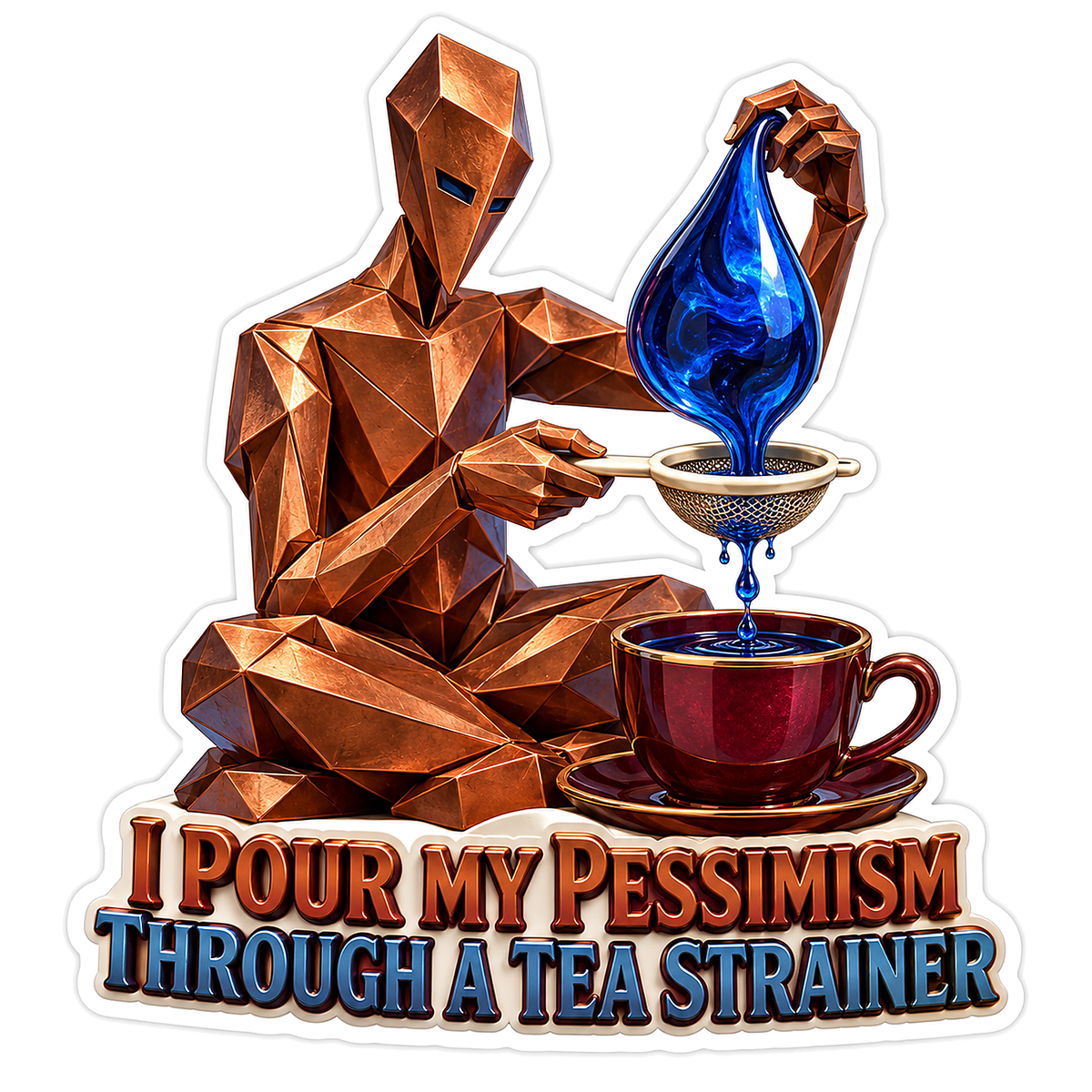 Copper Figure Blue Teardrop Tea Cartoon Vinyl Decal Stickers