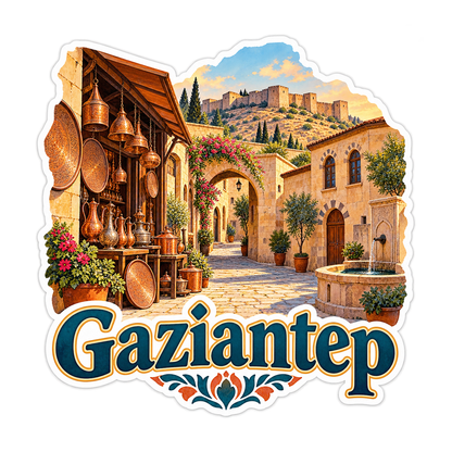 Gaziantep Copper Market Courtyard Art Vinyl Decal Stickers