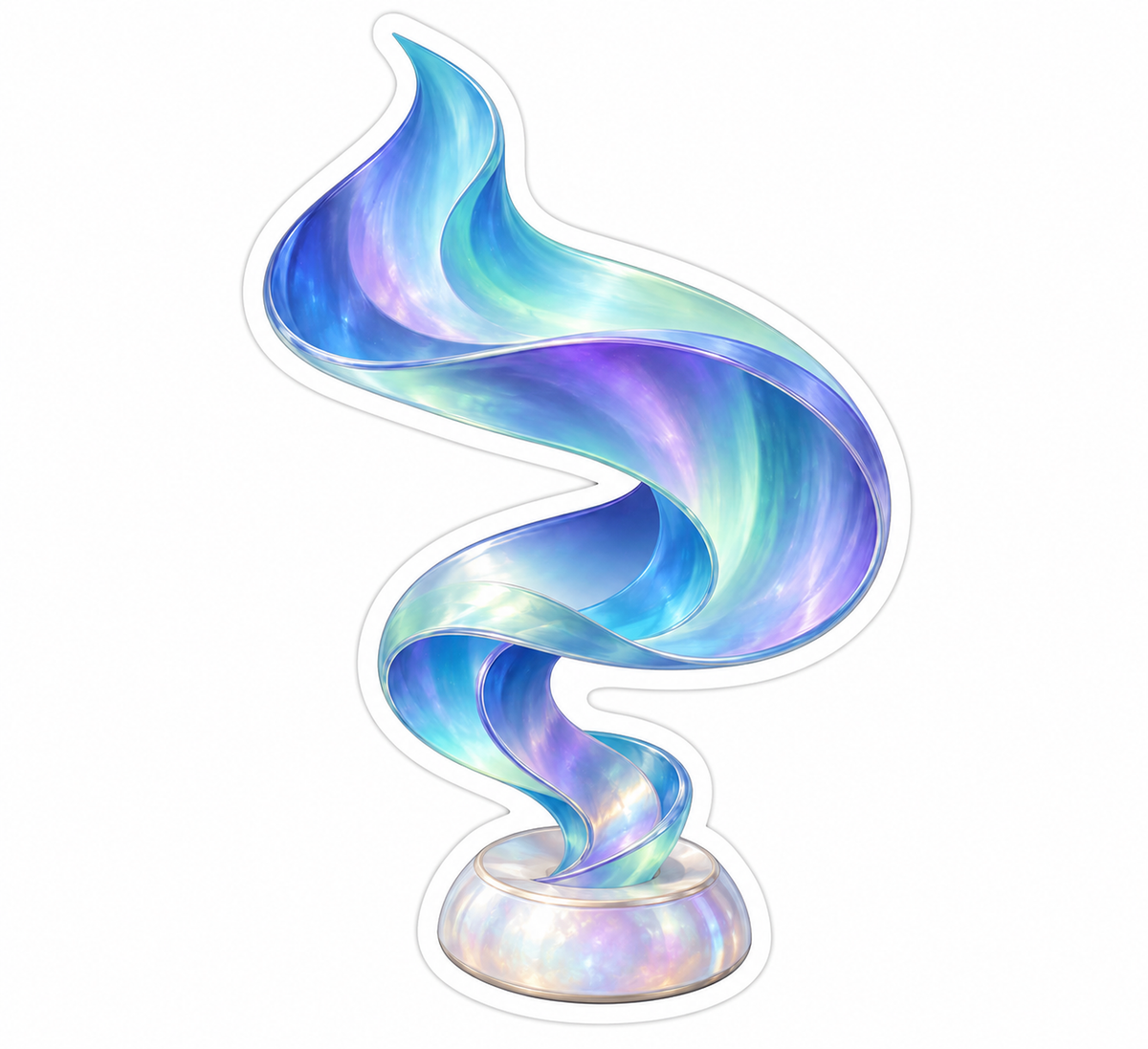 Iridescent Blue Violet Ribbon Sculpture Vinyl Decal Stickers
