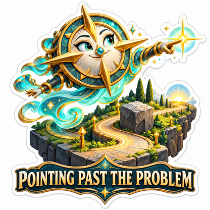 Golden Compass Spirit above a Winding Stone Path Vinyl Decal Stickers