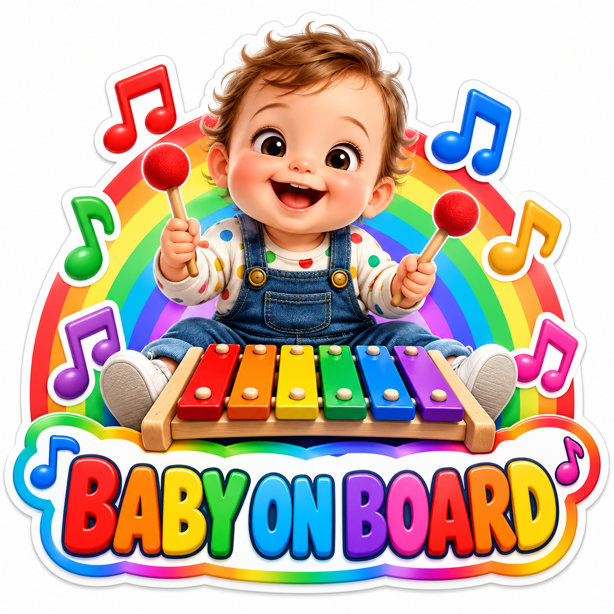 Baby on Board Xylophone Player Vinyl Decal Stickers