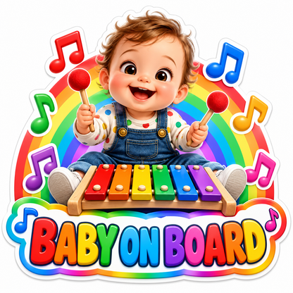 Baby on Board Xylophone Player Vinyl Decal Stickers