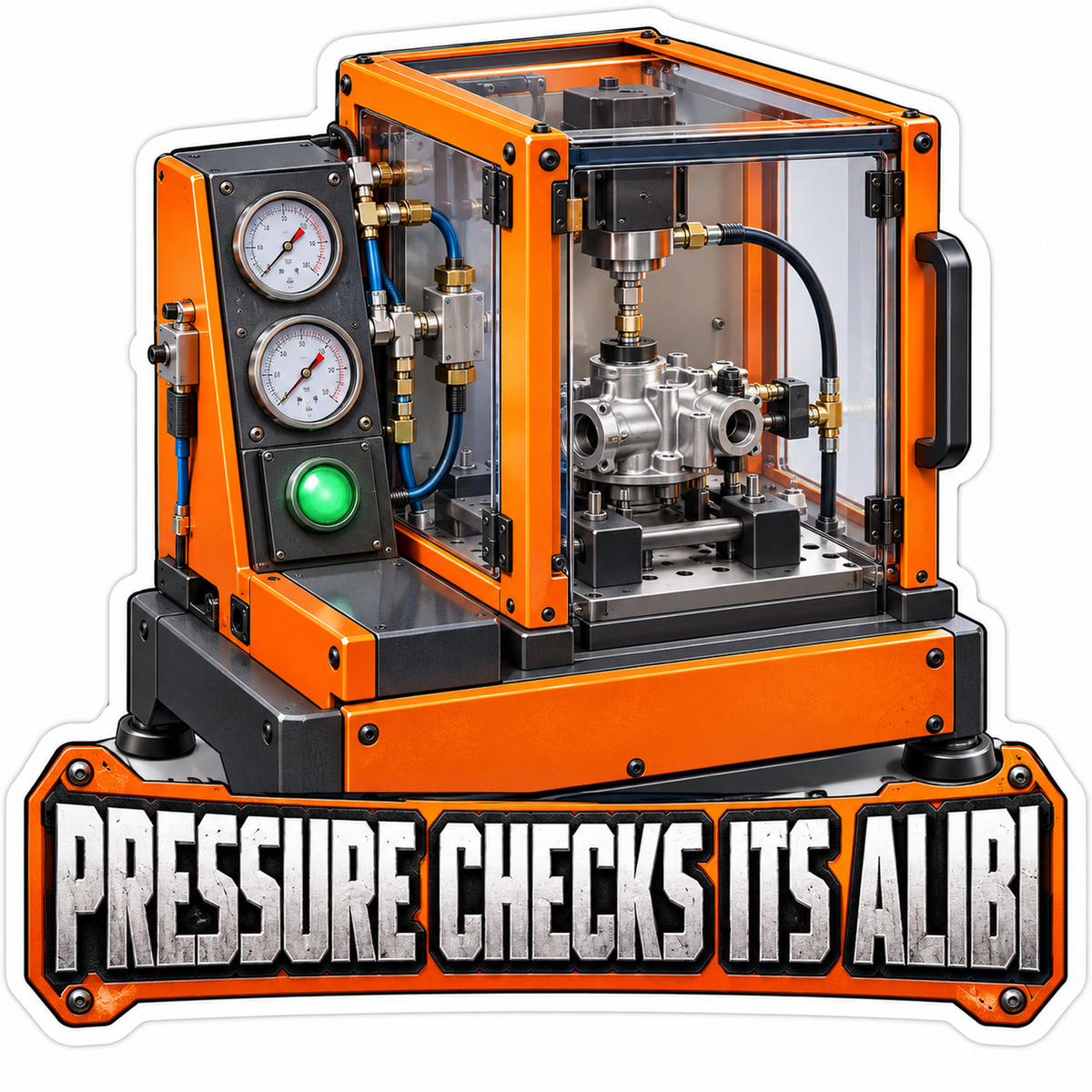 Orange Pressure Test Cabinet Alibi Quote Vinyl Decal Stickers
