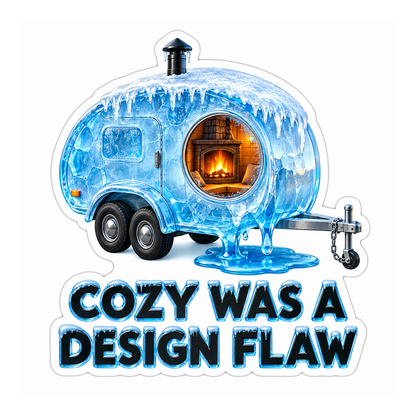 Icy Camper with Warm Fireplace Art Vinyl Decal Stickers