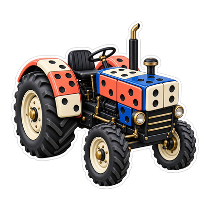 Domino Pattern Farm Tractor Art Vinyl Decal Stickers