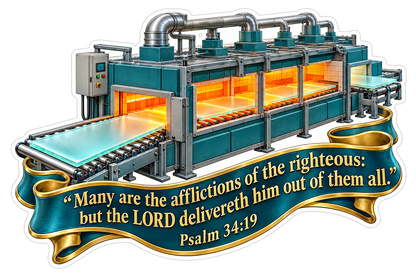 Psalm 34 Verse 19 Glowing Glass Furnace Art Vinyl Decal Stickers