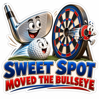 Smiling Golf Club Ball and Dartboard Cartoon Vinyl Decal Stickers