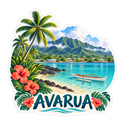 Avarua Tropical Lagoon Landscape Vinyl Decal Stickers