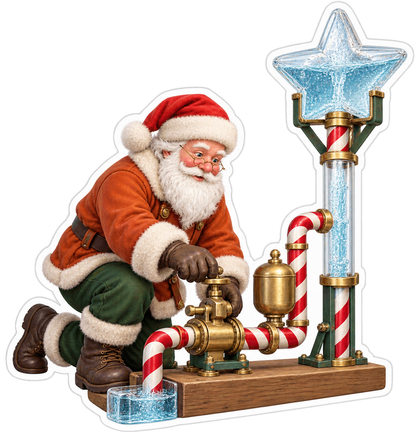 Santa with Star Water Pump Art Vinyl Decal Stickers