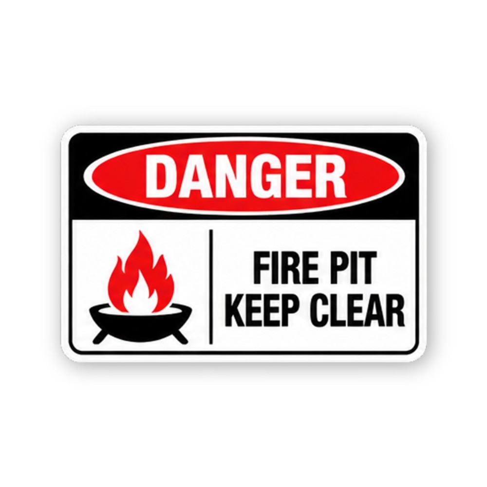 Red Fire Pit Keep Clear Flame Panel Vinyl Decal Stickers