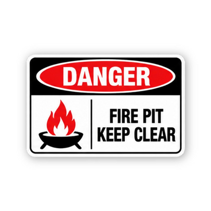 Red Fire Pit Keep Clear Flame Panel Vinyl Decal Stickers