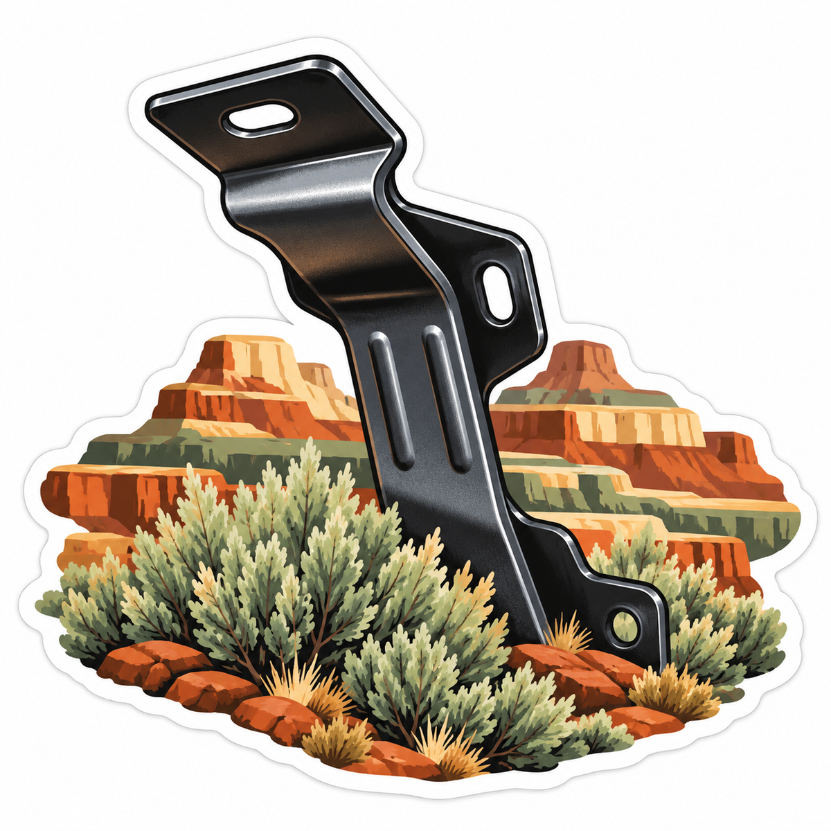 Black Metal Bracket Desert Mesa Art Vinyl Decal Stickers
