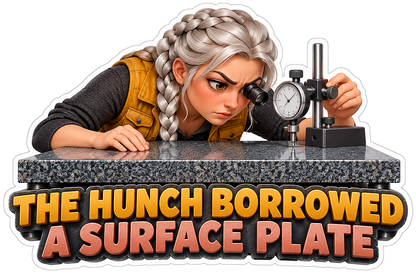Braided Gray Haired Woman Inspecting Dial Gauge Vinyl Decal Stickers