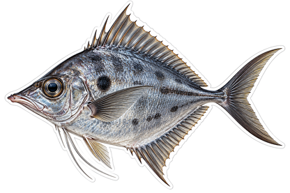 Spotted Silver Fish with Diamond Shaped Body Vinyl Decal Stickers