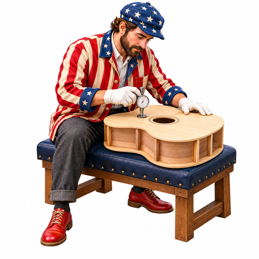 Man Measuring Wooden Acoustic Guitar Body Art Vinyl Decal Stickers