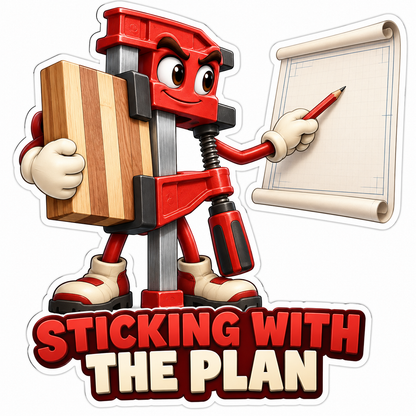 Red Clamp Character Pointing to Drawing Pad Vinyl Decal Stickers