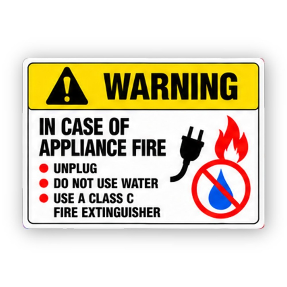 Yellow Appliance Plug Flame Drop Panel Vinyl Decal Stickers