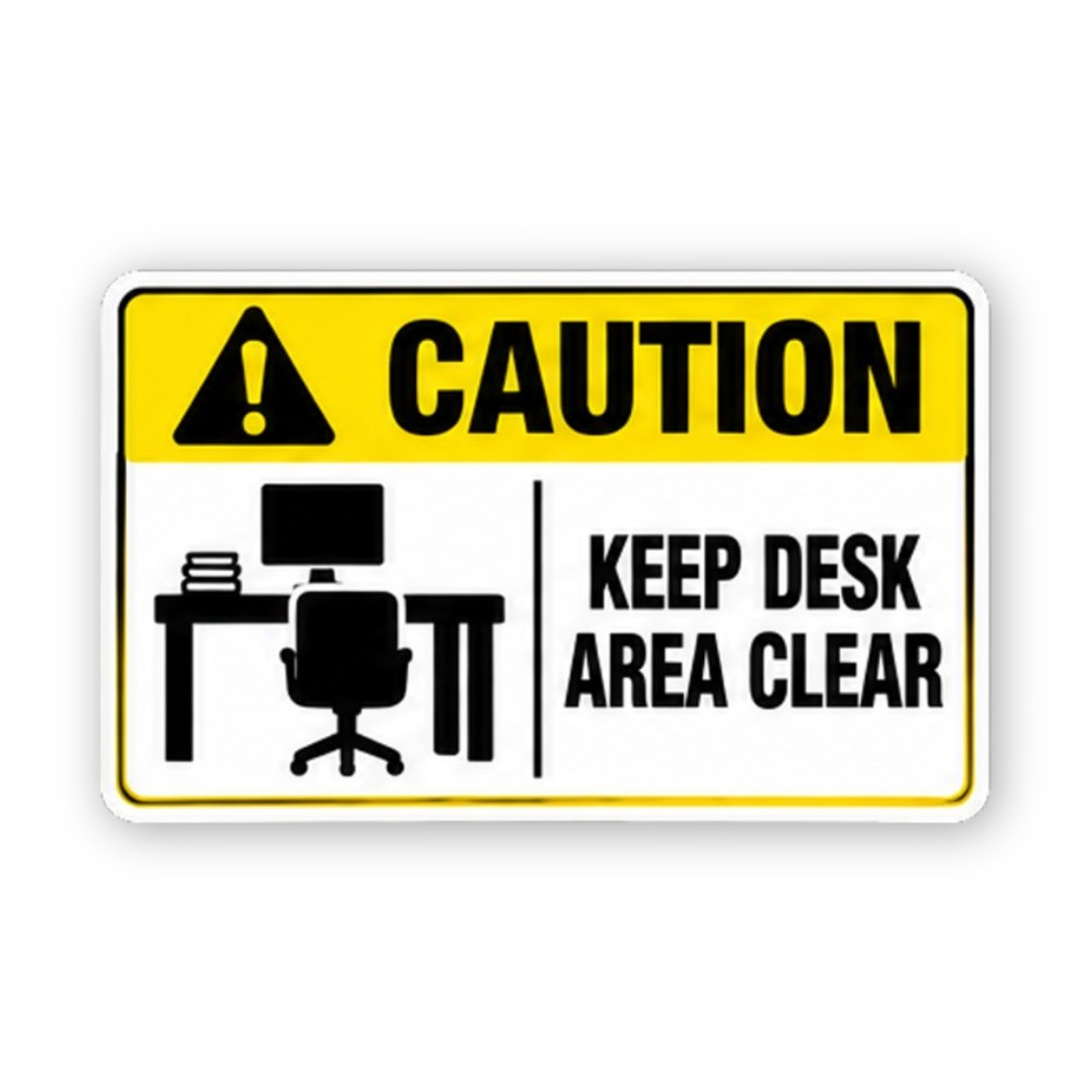Yellow Caution Clear Desk Chair Panel Vinyl Decal Stickers
