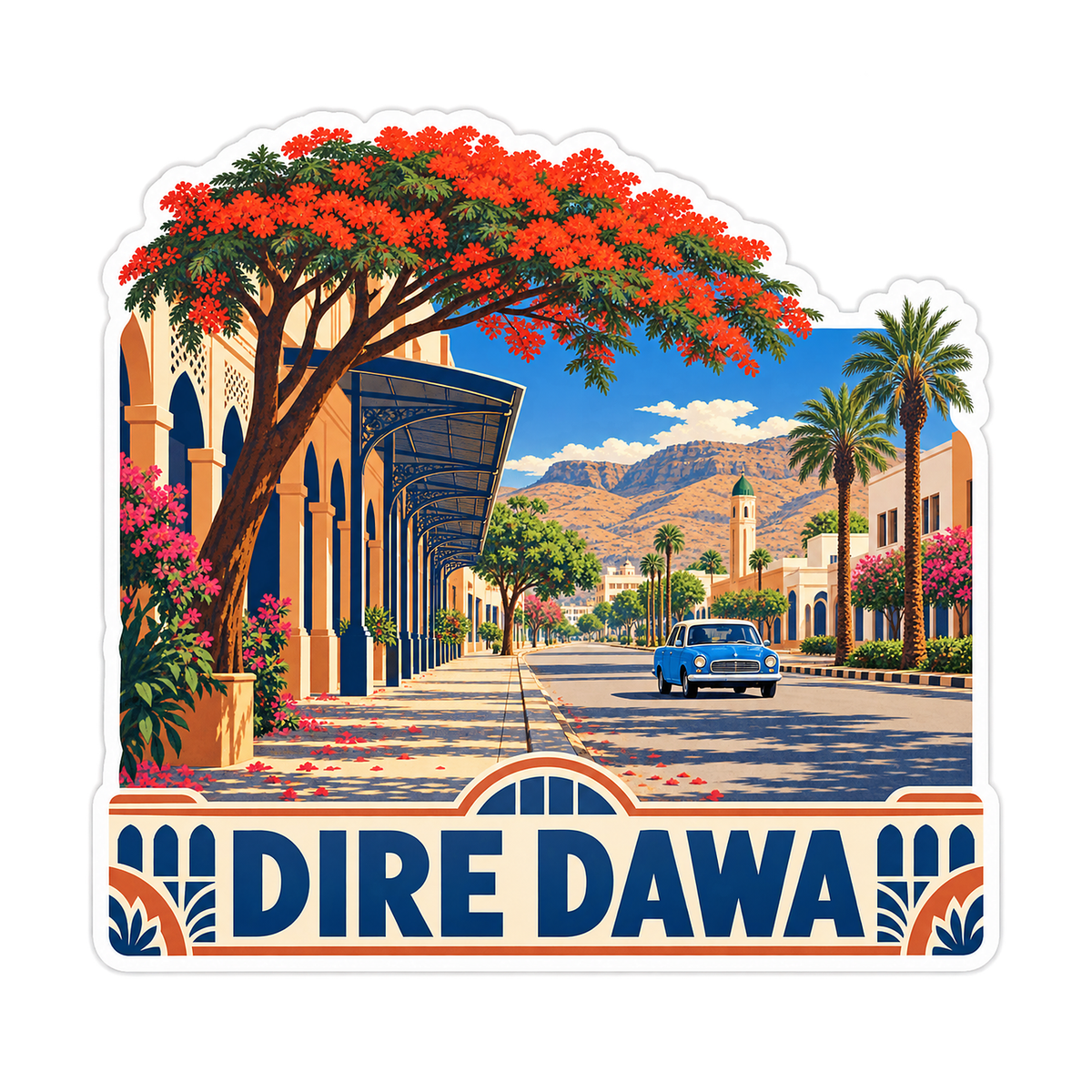 Dire Dawa Flowering Tree Street Art Vinyl Decal Stickers