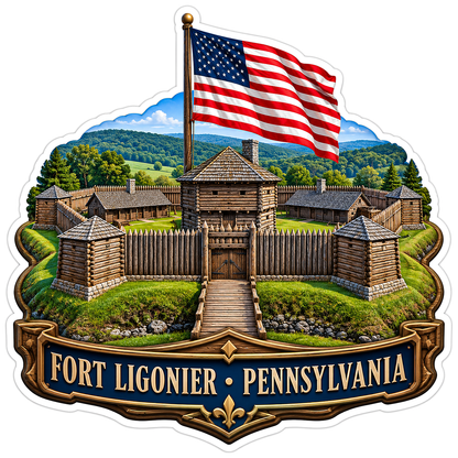 Fort Ligonier Pennsylvania American Flag Art Vinyl Decal Stickers