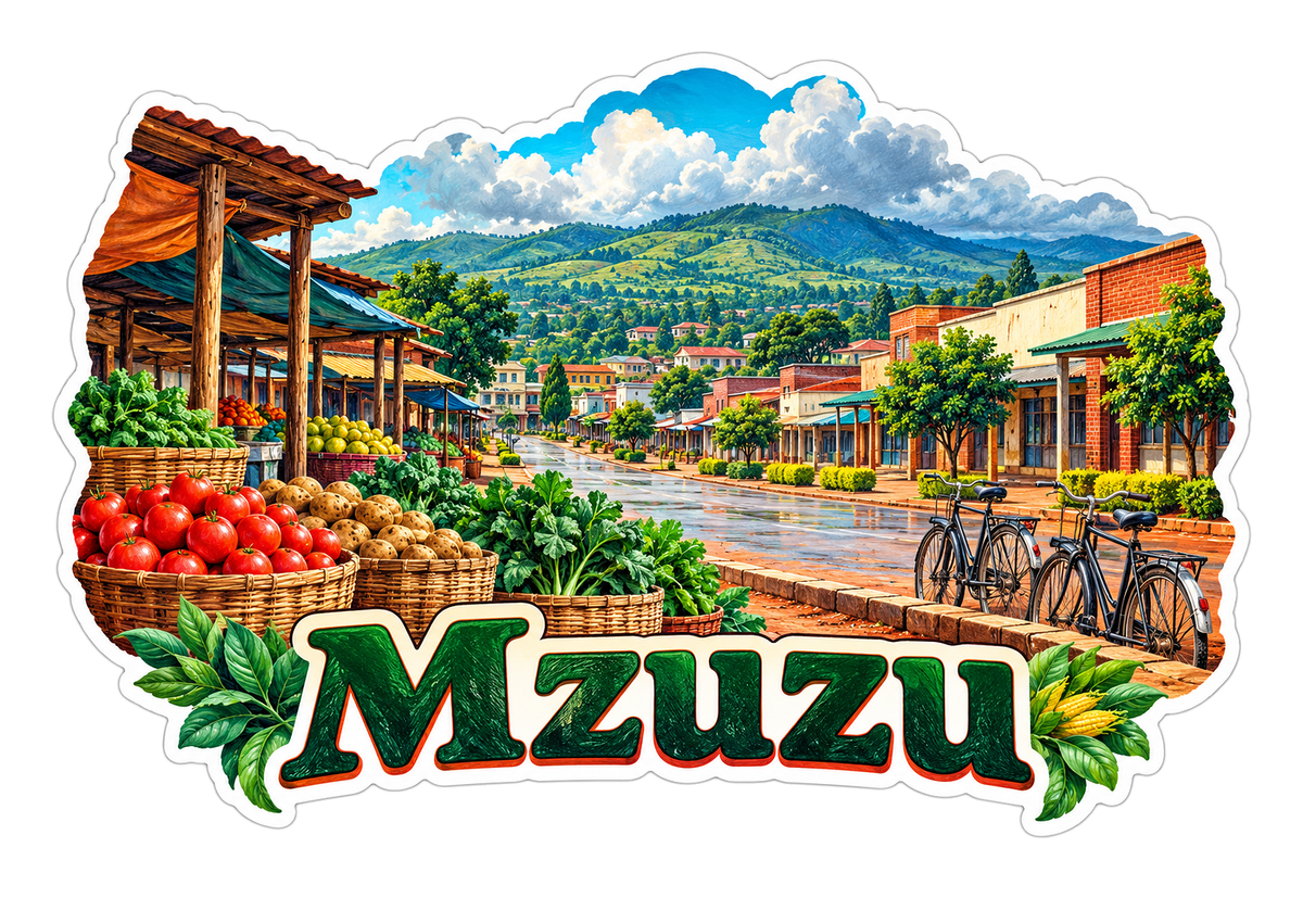 Mzuzu Highland Produce Market and Bicycles Vinyl Decal Stickers