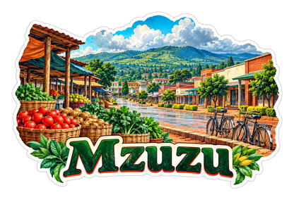 Mzuzu Highland Produce Market and Bicycles Vinyl Decal Stickers