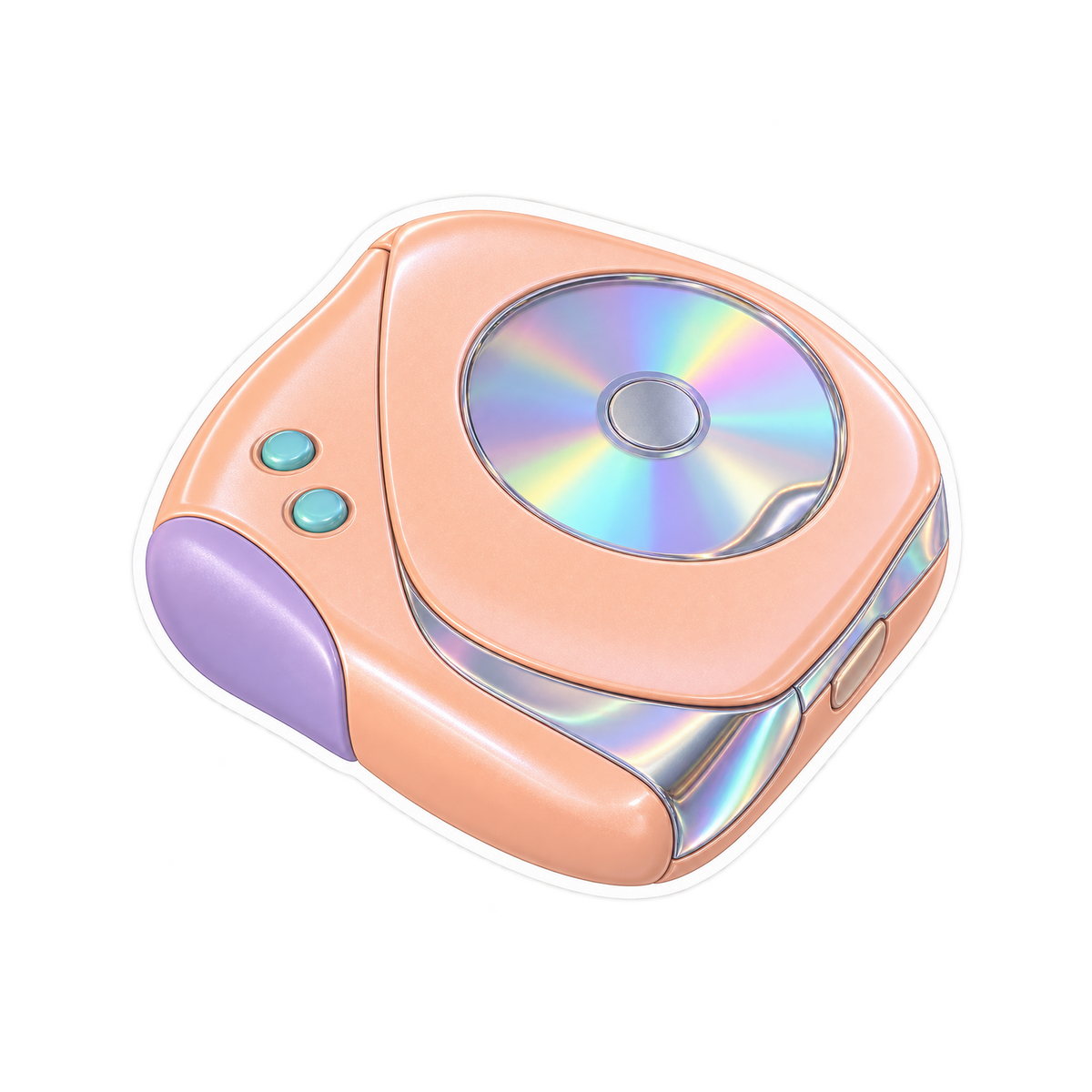 Peach Portable Disc Player Art Vinyl Decal Stickers