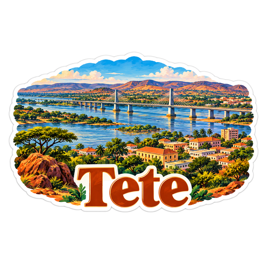 Tete River Bridge Mountain Landscape Art Vinyl Decal Stickers