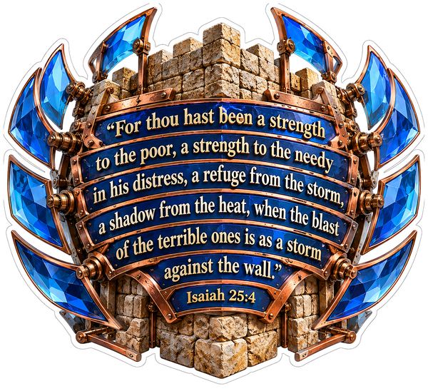 Stone Fortress Blue Crystal Bible Verse Art Vinyl Decal Stickers