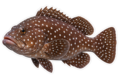 Brown Round Fish with White Dots Art Vinyl Decal Stickers