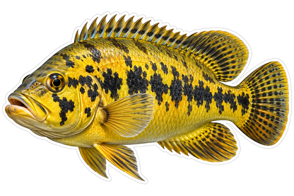 Golden Fish with Jagged Black Side Patches Vinyl Decal Stickers