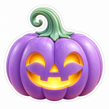 Glowing Lavender Jack O Lantern Art Vinyl Decal Stickers
