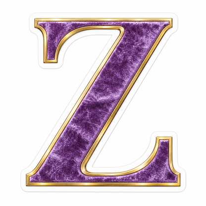 Purple Velvet Gold Border Letter Z Art Vinyl Decal Stickers