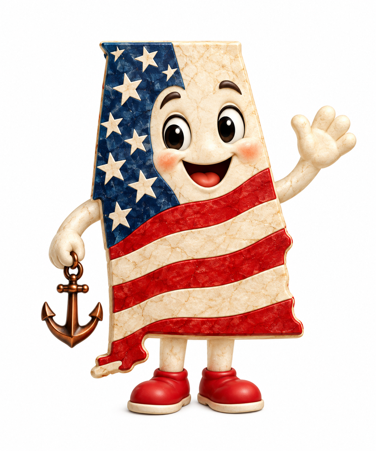 Patriotic Alabama Anchor Mascot Art Vinyl Decal Stickers