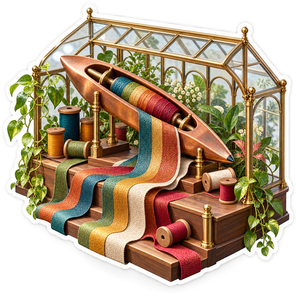 Giant Weaving Shuttle in Glass Conservatory Vinyl Decal Stickers