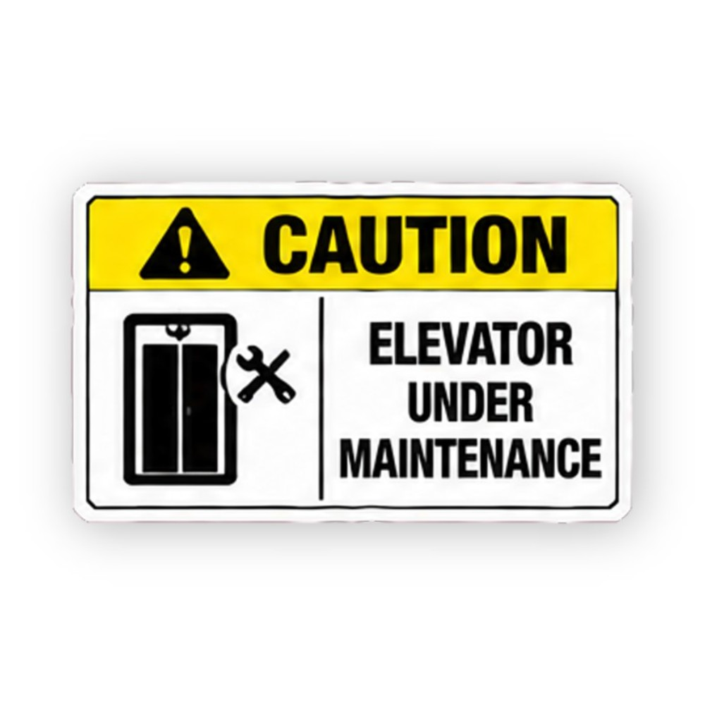 Yellow Elevator Maintenance Tools Panel Vinyl Decal Stickers