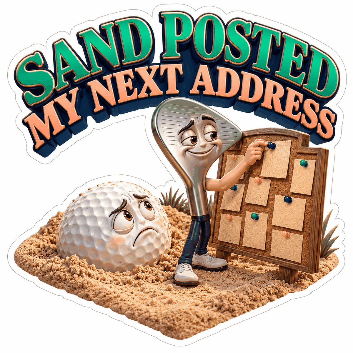 Golf Club Pinning Notes Sand Bunker Art Vinyl Decal Stickers