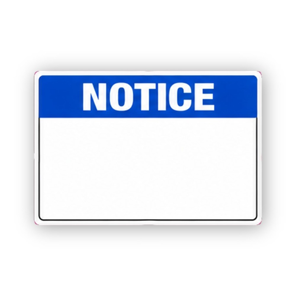 Blue Notice Blank White Center Panel Vinyl Decal Stickers